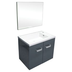 Ondee - lavatório epice - com espelho - 50cm - cinzento - lacado