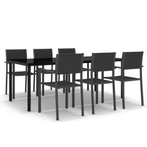 vidaXL juego de comedor para jardín 7 piezas negro