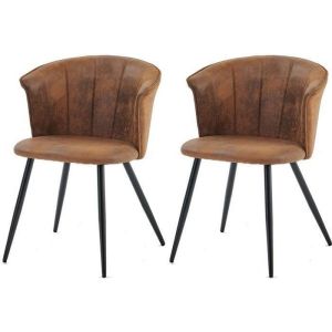 Meubles cosy conjunto de 2 cadeiras de jantar industriais com braços em sue