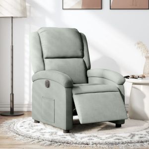 Poltrona reclinável elétrica veludo cinzento-claro ewg7489