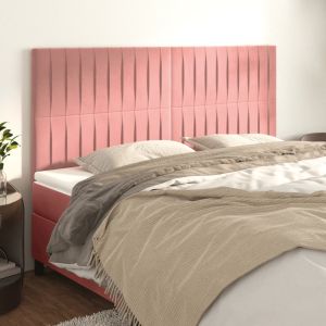 Cabeceira de cama 4 pcs veludo 90x5x78/88 cm rosa ptob9293
