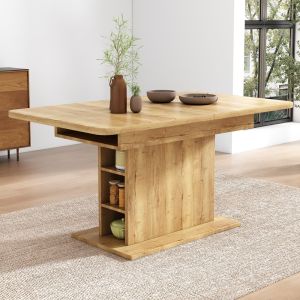 Mesa de jantar extensível com arrumação natural 75x130x70cm