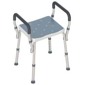 Banco de duche 52x45x57-69 cm alumínio, hdpe e eva bicolor Homcom