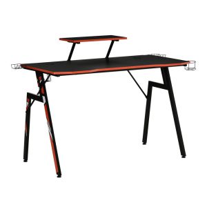 Secretária gaming 120x60x94.5 cm aço e mdf Homcom, escritório - secretárias