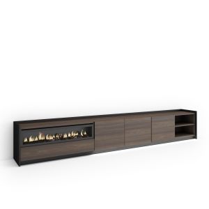 Móvel de tv, 310x37x50cm, lareira eléctrica, LED rf4904