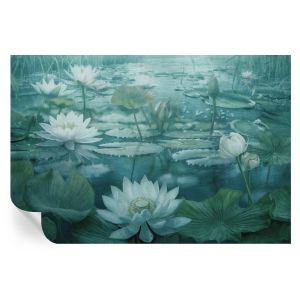 Papel de parede vinílico flores aquáticas 104x152 tulup