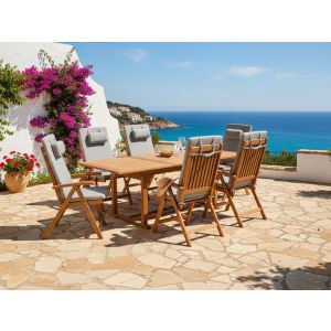 Conjunto de refeição madeira de acácia castanho java premium