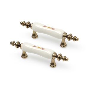 Rei | 2 puxadores de porcelana modelo 836 branco cc 64 mm