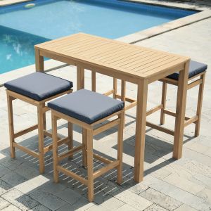 Aruba mesa de apoio de 4 lugares em acácia - almofadas cinzentas