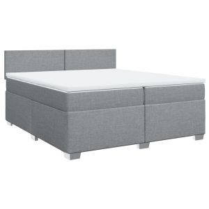 vidaXL cama box spring con colchón tela gris claro 200x200 cm