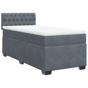 vidaXL cama box spring individual con colchón terciopelo gris oscuro