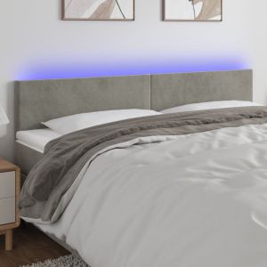 Cabeceira de cama c/luzes LED veludo 180x5x78/88 cm cinza-claro pt4093