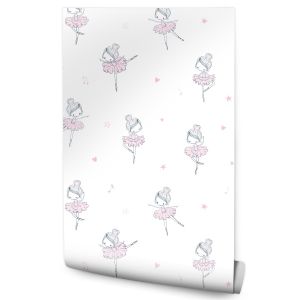 Papel de parede ballerines hearts quarto criança decoração moderna