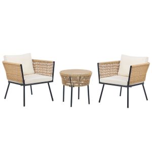 Conjunto bistro com almofadas gargano rattan sintético natural