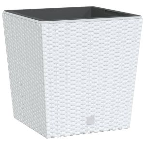 vidaXL macetero con interior extraíble pp ratán blanco 21/32 l
