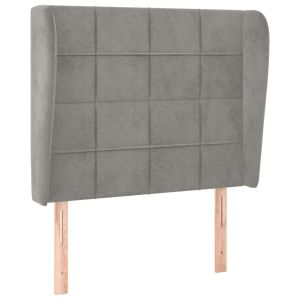 vidaXL cabecero con orejas de terciopelo gris claro 103x23x118/128 cm