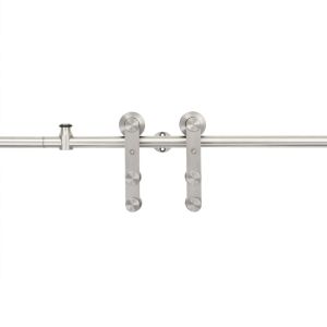 Kit ferragens p/ porta deslizante 183cm aço inoxidável prateado