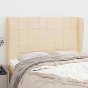 Cabeceira de cama c/ abas tecido 147x23x118/128 cm creme ptob1160
