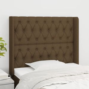 Cabeceira cama c/ abas tecido 93x16x118/128 cm castanho-escuro ptob3522