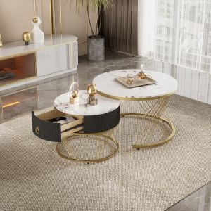 Mesa de centro modular com gaveta mdf branco 45x70x70cm