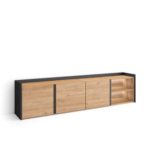 Móvel de tv, 207x35x50cm, carvalho e preto, LED rf4836