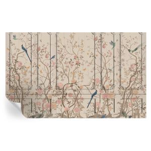 Papel de parede vinílico pássaros e flores 416x254 tulup