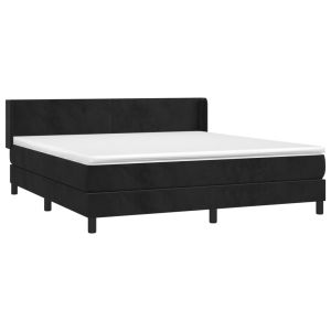 vidaXL cama box spring con colchón terciopelo negro 180x200 cm