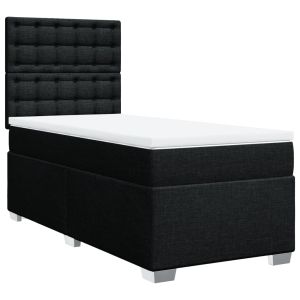 vidaXL cama box spring con colchón tela negro 100x200 cm
