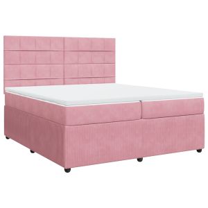 vidaXL cama box spring con colchón terciopelo rosa 200x200 cm