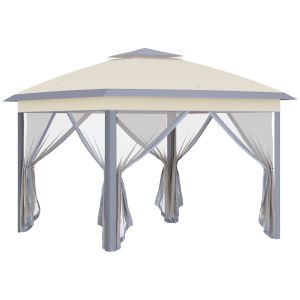 Pérgola exterior metal, tecido oxford e tecido de malha color beige