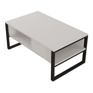 Mesa de centro laukaa retangular metal 100x60x45cm blanco [en.casa]