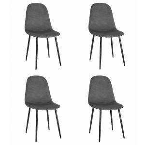 Valora como cadeira em veludo cinza escuro com design ergonômico x4