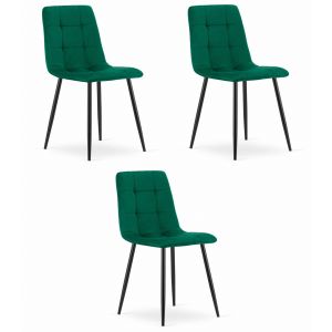 Cadeira valora pyra em veludo verde escuro, design moderno (3 unidades)