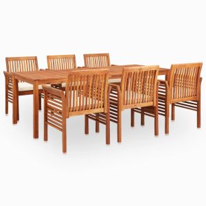 vidaXL set comedor de jardín 7 pzas y cojines madera maciza de acacia
