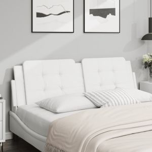 Almofadão de cabeceira 160 cm couro artificial branco ptob8177