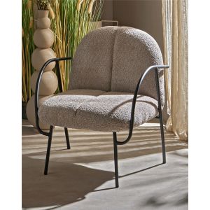 Poltrona badru, tecido atoalhado macio cor taupe, 67x80x80 cm