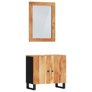 2 pcs conjunto de móveis p/ casa de banho acácia maciça