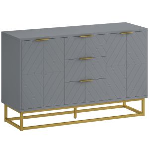 Aparador 120x40x76 cm mdf e metal color gris Homcom