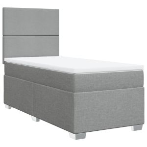 vidaXL cama box spring con colchón tela gris claro 90x190 cm