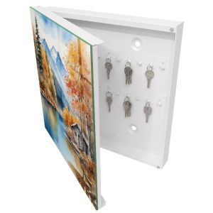 Caixa para guardar chaves decorativa 30x30x5, abertura à esquerda branca