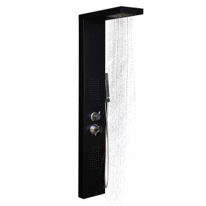 Panel de ducha con rociador cascata - negro