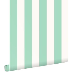 Estahome papel de parede riscas verde mentaebranco 53 cm x 10.05 m