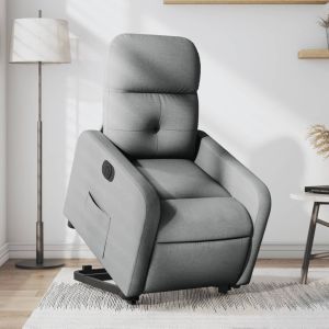 Poltrona reclinável elevatória elétrica tecido cinzento-claro ewg4339