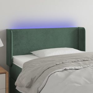 Cabeceira cama c/ luzes LED veludo 83x16x78/88 cm verde-escuro ptob2344