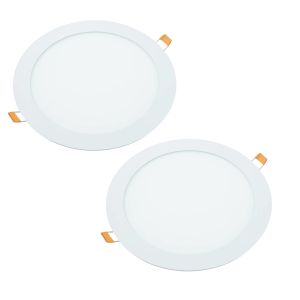 2x LED downlight 18w redondo, embutido anel branco, luz neutra 4200k