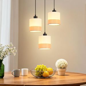 Nettlife candeeiro suspenso vintage 3 luzes E27 tecido jantar
