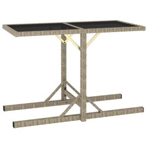 Mesa de jardim 110x53x72 cm vidro e vime pe bege