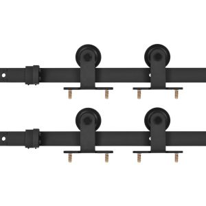 Kit de ferragens para porta de correr vidaxl, aço preto, 2 peças, 200 cm