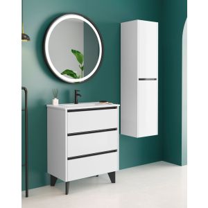 Mobiliário de banho lavatório lavar profundidade reduzida80cm -branco preto