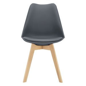 Conjunto de 4 cadeiras de jantar fläten pele sintética  82x49x54cm cinzento